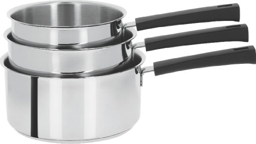 Cristel - SERIE DE 3 CASSEROLES MUTINE FIXE - POIGNEE BAKELITE NOIRE - Cristel