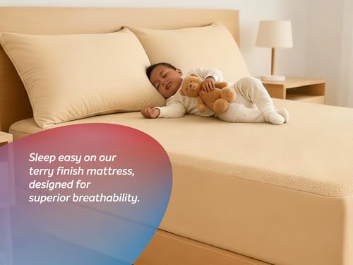 Image of Sleepwell Shield Mattress Protector | Terry Fabric | 100% Waterproof Protection | Elastic Corners | Neem Fresche | Breathable | Hypoallergenic | Machine Washable | Long Lasting Freshness | 72 x 36