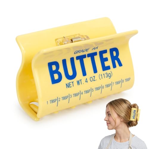Butter Acetate Claw Clip for Women Cute Food-Themed Hair Clip Large Strong Hold Hair Claw for Thick & Thin Hair Novelty Butter Stick Design for Bun French Twist Half-Up & Updo Styles