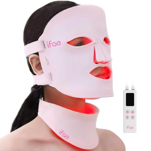 Aesthifae Red Light Therapy Mask for Face and Neck 7 Colors with NIR Led Face Mask Light Therapy with Eye Protection and Remote Rechargeable Ergonomic Design for True Anti-Aging Skincare at Home