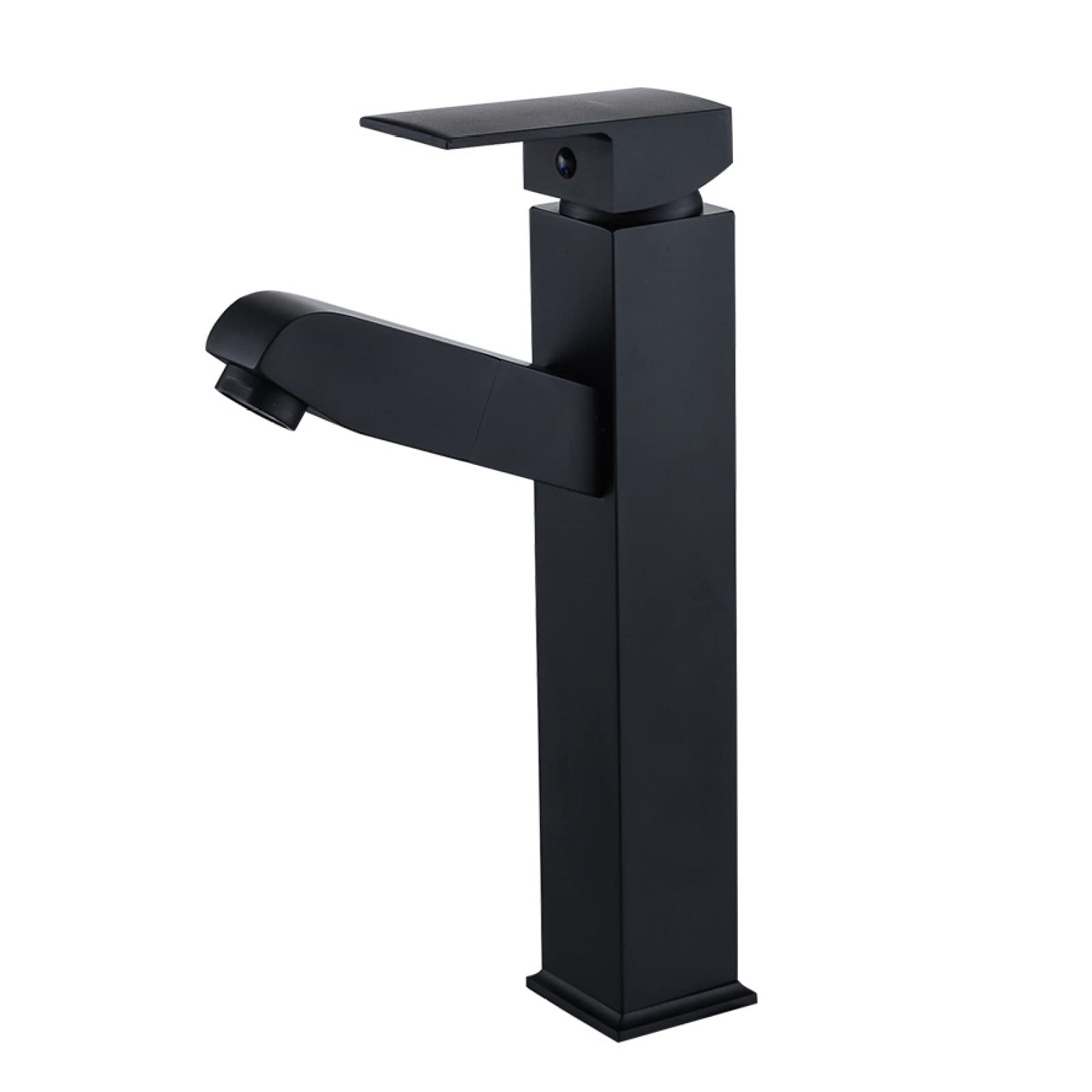 Mitigeur de lavabo rotatif noir haut avec pulvérisateur eau chaude et froide