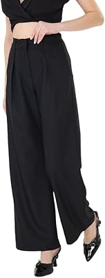 Wide Leg Work Pants Womens Dress Pants Elastic High Waist Palazzo Casual Office Trousers Slacks Regular and Plus Size