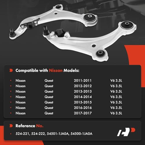 A-Premium 2 x Front Lower Control Arm with Ball Joint & Bushing, Compatible with Nissan Quest 2011 2012 2013 2014 2015 2016 2017, FWD Only - Image 3