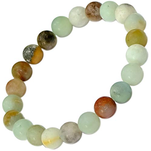 Kaltner Präsente Geschenkidee - Power Armband mit Kugeln aus dem Edelstein Amazonit Multicolor Mehrfarbig (Stretch Band)