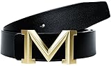  Herren Gürtel Big Gold M Schnalle 38 mm importiertes italienisches Leder - Schwarz - 110cm(37-39)