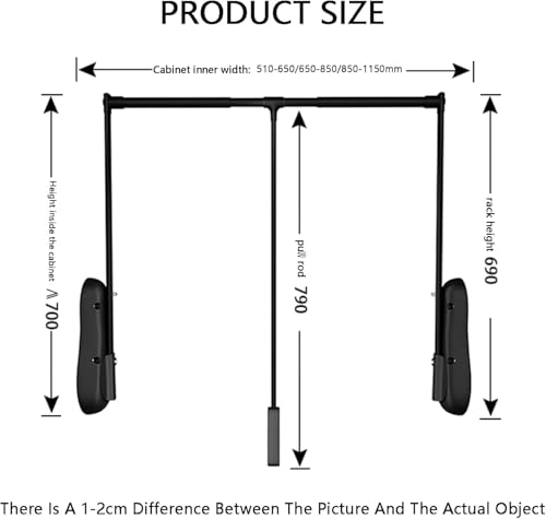 Tringle de penderie rétractable latérale et extensible noire