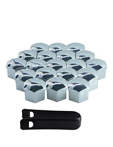 YILUSHUN - 321601173A 8D0012244A 20pcs 17mm Sliver Wheel Lug Nut Center Cover Caps + Removal Tool for VW Golf Passat Audi A1 A4 A3 A6 Q5