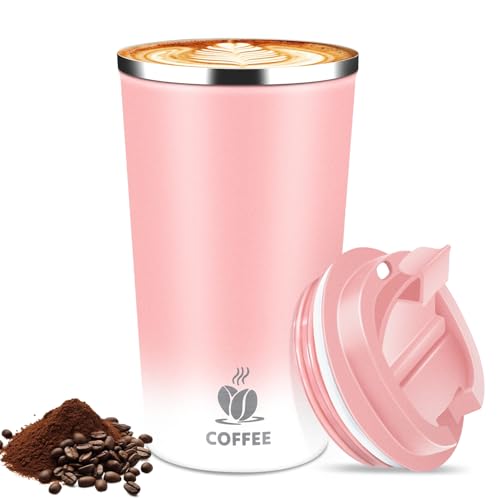 Hwawhin 17oz Insulated Travel Coffee Mug with Flip Lid – Leakproof Stainless Steel Insulated Coffee Tumblers, Reusable Coffee Cup for Hot & Cold Drinks, Perfect for Camping & On-the-Go