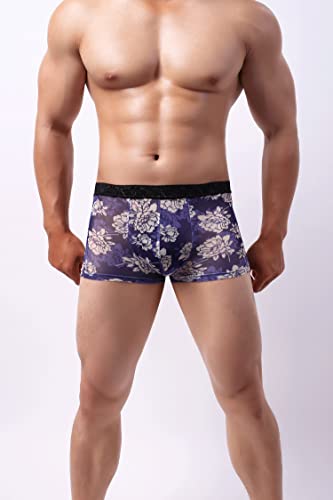 COMLIFE Mens Sheer Lace Underwear Male Breathable Mesh Boxer Briefs See Through Lingerie Trunks2