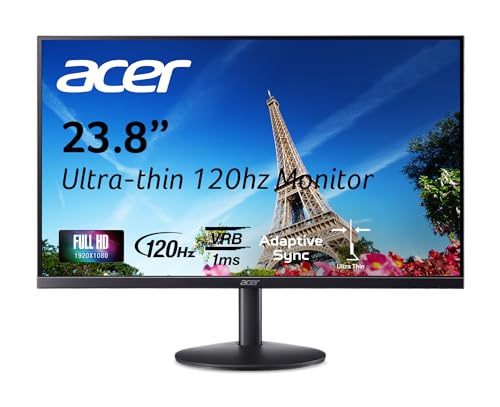 Acer SB243Y G0bi 23.8' IPS Full HD (1920 x 1080) Ultra-Thin Zero-Frame Gaming Office Monitor | Adaptive-Sync Support (FreeSync Compatible) | Up to 120Hz Refresh | 1ms (VRB) | Tilt | HDMI & VGA Ports