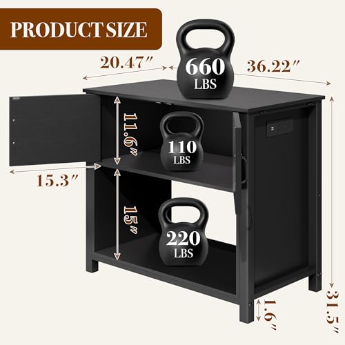Image of 40-50 Gallon Fish Tank Stand with Power Outlets, Double Fish Tank Stand Table with Cabinet, 660LBS Capacity Heavy Duty Metal Aquarium Stand