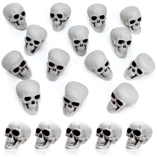 12 PCS Mini Skull Heads Halloween Skeleton Heads Small Mini Plastic Skulls for Gifts Table Home Decoration Halloween Party Supplies