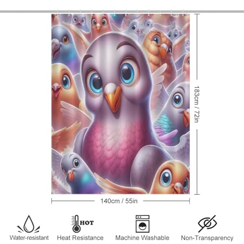 Rideau de douche mouette en polyester imperméable lavable 140x183cm - 4