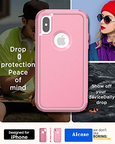 Aicase Rugged Case For Iphone Xr,Heavy Duty 3-Layer Pocket-Friendly Durable Military Grade Protection Shockproof/Drop Proof Protective Cover For Iphone Xr 6.1”_5 Pink #TOP4