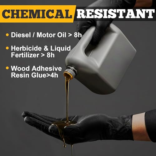 Image of TitanFlex Heavy Duty Black Industrial Nitrile Gloves with Raised Diamond Texture, Latex Free 8mil
