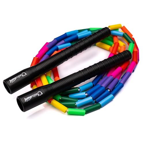 Professionelles Rope Skipping Wettkampf Springseil Freestyle Bead - Länge verstellbar (REGENBOGEN, 3.0m)