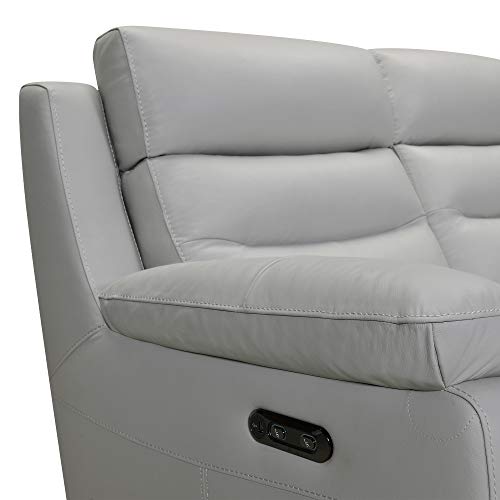 Armen Living Hayward 82" Dove Gray Leather Power Reclining Sofa #TOP5