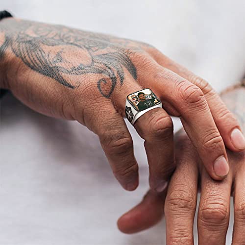 Custom4U Personalized Rings for Men,Photo & Name Engraved Sizes 11 - image 3