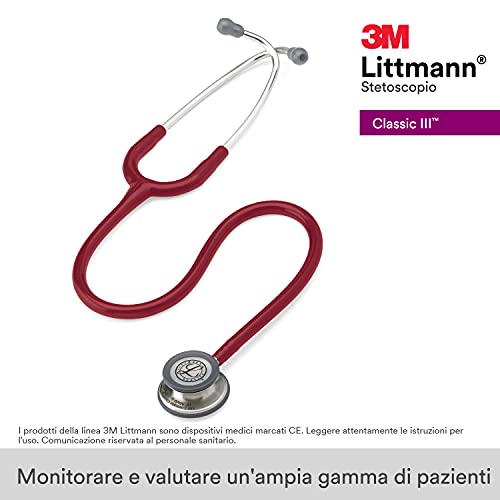 Stetoscopio per il monitoraggio 3M™ Littmann® Classic III™, tubo auricolare bordeaux, 69 cm, 5627