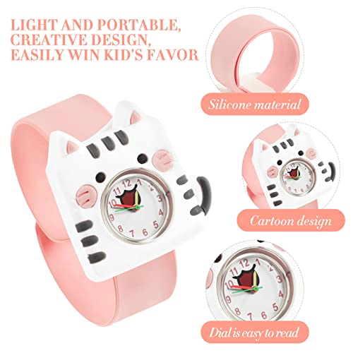 Hemobllo Kids Slap Watch, 3D Animal Watch Cute Cat Waterproof Cartoon Watch Silicone Slap On Bracelets For Students Boys Girls (Pink) #TOP2