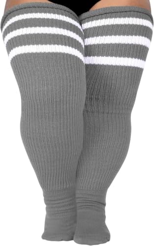 Image of LOUSGUTA Plus Size Thigh High Socks for Thick Thighs- Extra Long Womens Cable Knitted Over Knee High Leg Warmer