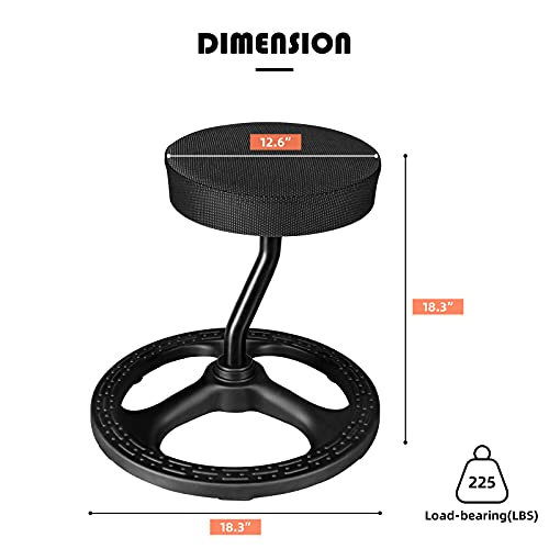 Image of FUQARHY Exercise Fitness Chair, Balance Fitness Stool, 360 Rotating Roller Active Seating for Home Office, Fitness Sport, Garage, Black