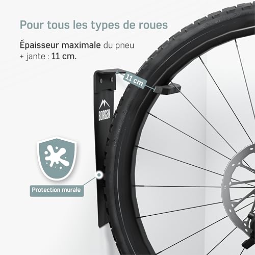 Support mural pour vélos gain de place avec coussinets - 5