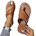 Womens Flat Leather Sandals 2025 Slip on Slide Open Toe Ring Loop Strap Flip Flops Lightweight Orthopedic Dressy
