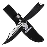 MTECH USA USMC Marines Official Licensed Black Fixed Blade Tactical Outdoor Hunting Knife – 9.9' Full Tang Survival Gear 3004TN (Black)