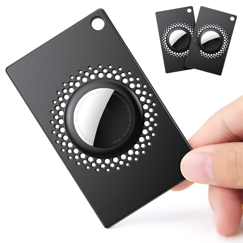 [2 Pack] for Airtag Wallet Holder, Slim Thin for Airtag Card, Credit Card Size Wallet Case Holder for AirTag for Purse, Handbag, Clutch, Wristlet (Black)