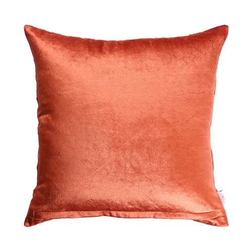 Image of Home - The Best is for You Luxurious Rust Velvet Lumber Cushion Covers- Pack of 2, 20x20 Inch