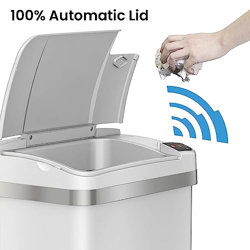 Caneca de basura automática iTouchless 2.5 gal blanca sensor miniatura 2
