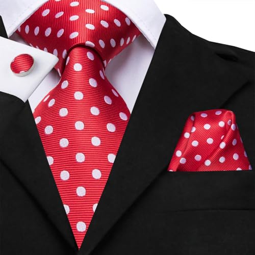 Image of Dubulle Mens Paisley Striped Tie Woven Necktie for Men and Handkerchief Cufflinks Set Wedding Formal Business