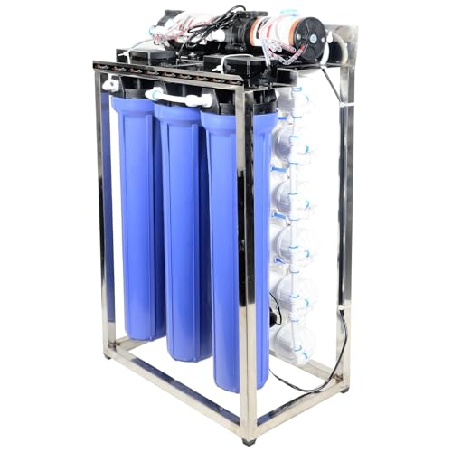 Image of PurePlus 100 Liter Commercial RO Water Purifier Plant with TDS Adjuster Blue Stainless steel Full Automatic