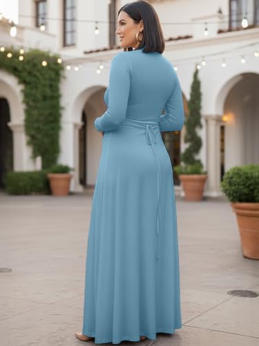Image of KOH KOH Womens Maternity Long Sleeve V-Neck Flowy Winter Maxi Dress Gown
