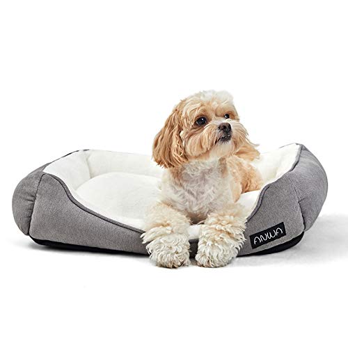 ANWA Dog Bed Small Dogs, Small Pet Bed, Washable Dog Bed for Large Dogs Light Grey 24 Inch