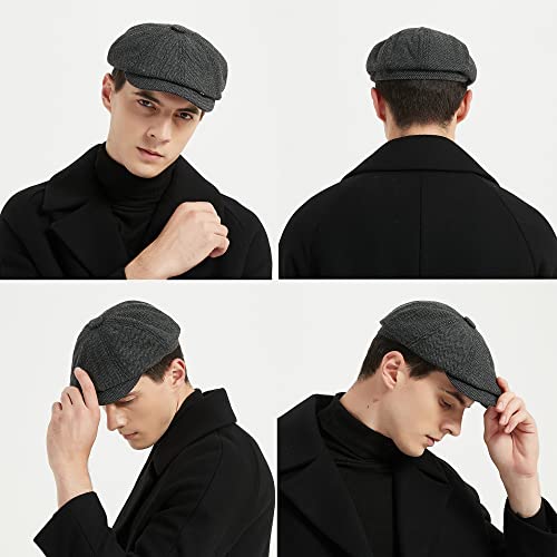 KeepSa-Gavroche-Casquette-Baker-Boy-Hat-Flat-Caps-8-Panel-Peaky-Herringbone-Tweed-Gatsby-Hat-Ivy-Irish-Cap-pour-Hommes-et-Femmes