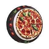 Protection complète : la housse imprimée pizza parfaite protège les pneus et les roues contre les dommages causés par le soleil, la rouille et la saleté lorsque votre véhicule est garé. La housse de pneu est facile à nettoyer, essuyez uniquement avec de l'eau propre