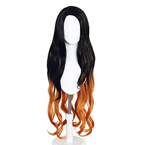 - Long Wavy Black Orange Wig Anime Cosplay Wig Costume Halloween