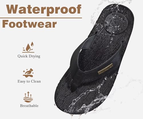 Image of KuaiLu Mens Flip Flops Arch Support Comfortable Summer Beach Thong Sandals Yoga Foam Cushion Slip on Slippers