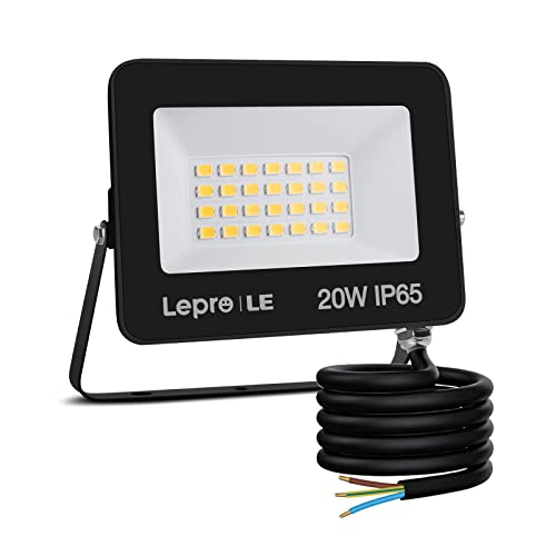 Lepro 20W LED Strahler Außen, 1700LM Superhell Außenstrahler IP65 Wasserdicht Fluter 5000K Kaltweiß Scheinwerfer, Flutlicht Aussenleuchte für Garten, Garage, Hotel, Sportplatz, Keine Bewegungsmelder