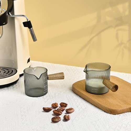 Vaso medidor de vidrio 150 ml con asa de madera miniatura 4