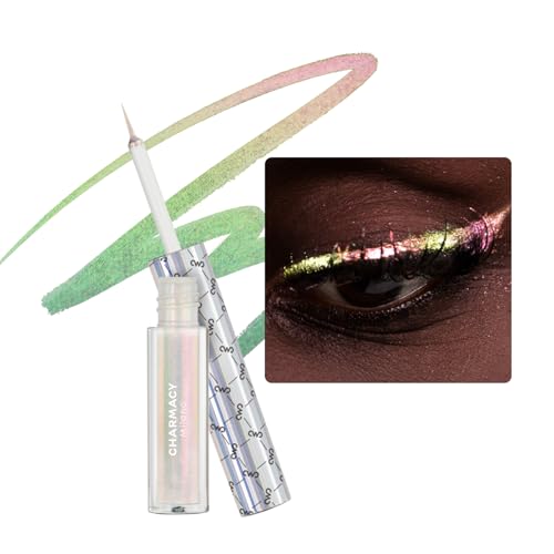 Image of CHARMACY Multichrome Liquid Eyeliner, Glitter Chameleon Liquid Eyeshadow Eyeliner Makeup,High Pigmented with Waterproof &Smudge Proof Formula,Longwearing,Ultra-Fine Tip,PALE PINK YELLOW 908