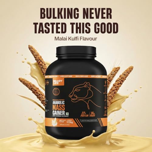 Image of BeastLife High Protein Mass /Weight Gainer | 2.5 KG | Malai Kulfi | NABL LAB Tested | For Muscle Gain & Fast Growth | Cereal-Based Formula, No Maltodextrin | India's #1 Cereal Based Bulk Gainer