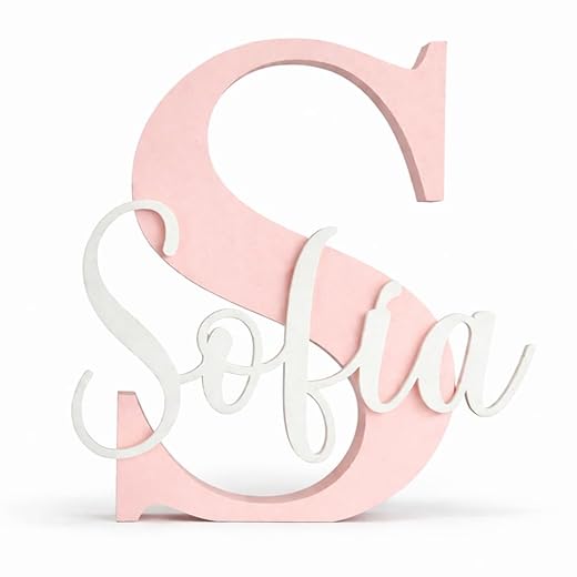 Tres Aristas Letra con Nombre decorativa personalizada para Apoyar o Colgar - Decoracion Habitación infantil, Comuniones, Cumpleaños, Bautizos - Regalos originales - Medidas y Colores a elegir
