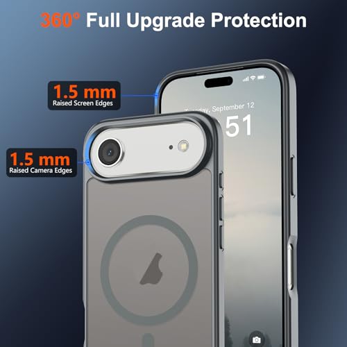 Image of SUPFINE Magnetic for iPhone Air Case (Compatible with MagSafe)(Military Grade Drop Protection) Slim Translucent Matte Shockproof with Anti-Fingerprint Phone Cover for 17 Air,Gray