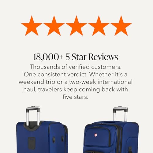 SWISSGEAR Sion Softside Expandable Spinner Luggage Durable Lightweight Travel Suitcase, Blue, Checked-Medium 25-Inch by SwissGear - Image 9