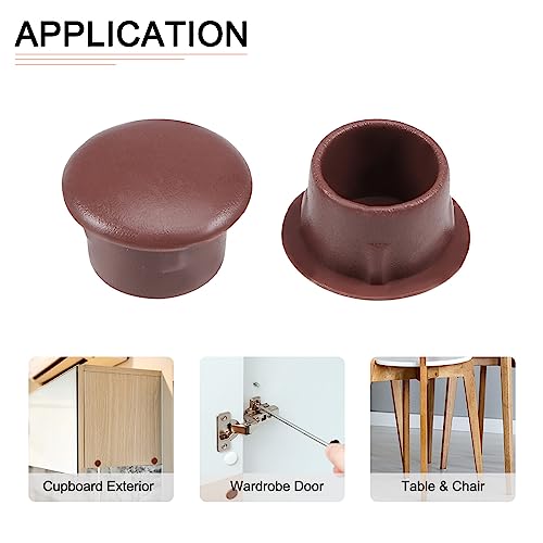 Image of DTGN 10mm x 12.5mm x 8mm(Dia. x Cap Dia. x H) Screw Hole Plugs - 30Pack - Good for Furniture Cupboard Wardrobe - Plastic Fastener Hole Caps - Brown