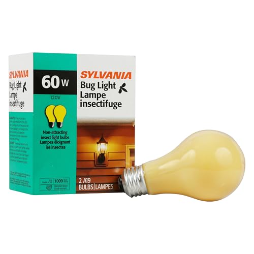 Sylvania Incandescent Yellow Bug Light Bulb A19 E26 Base 60 Watt 2 Pack