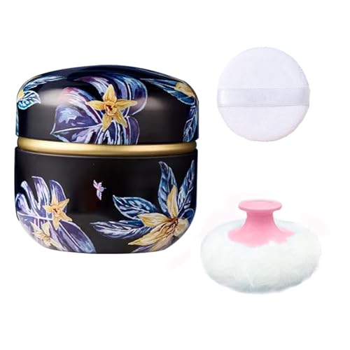 Qopoto Body Powder Puff and Container for Dusting Powder,Procumbens Flowers
